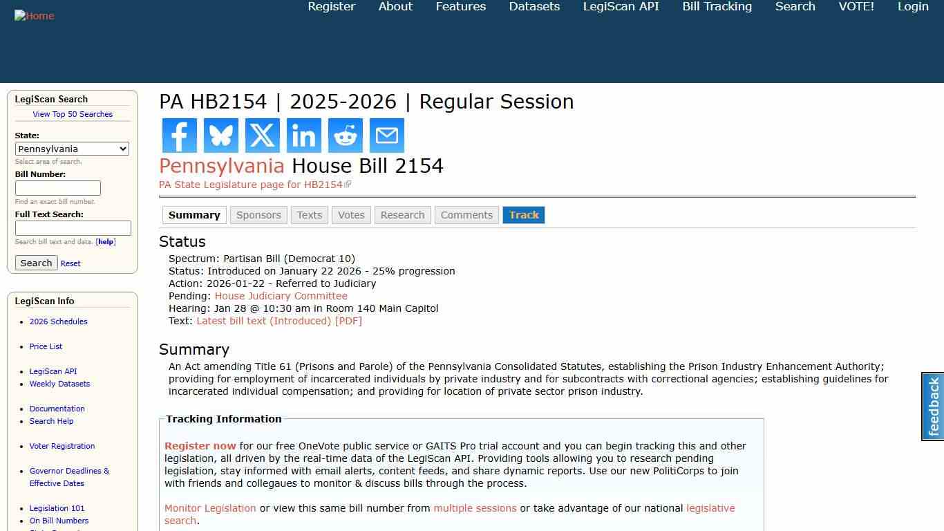 PA HB2154 2025-2026 Regular Session LegiScan